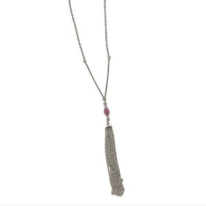 Silver and Pink Tassel Necklace